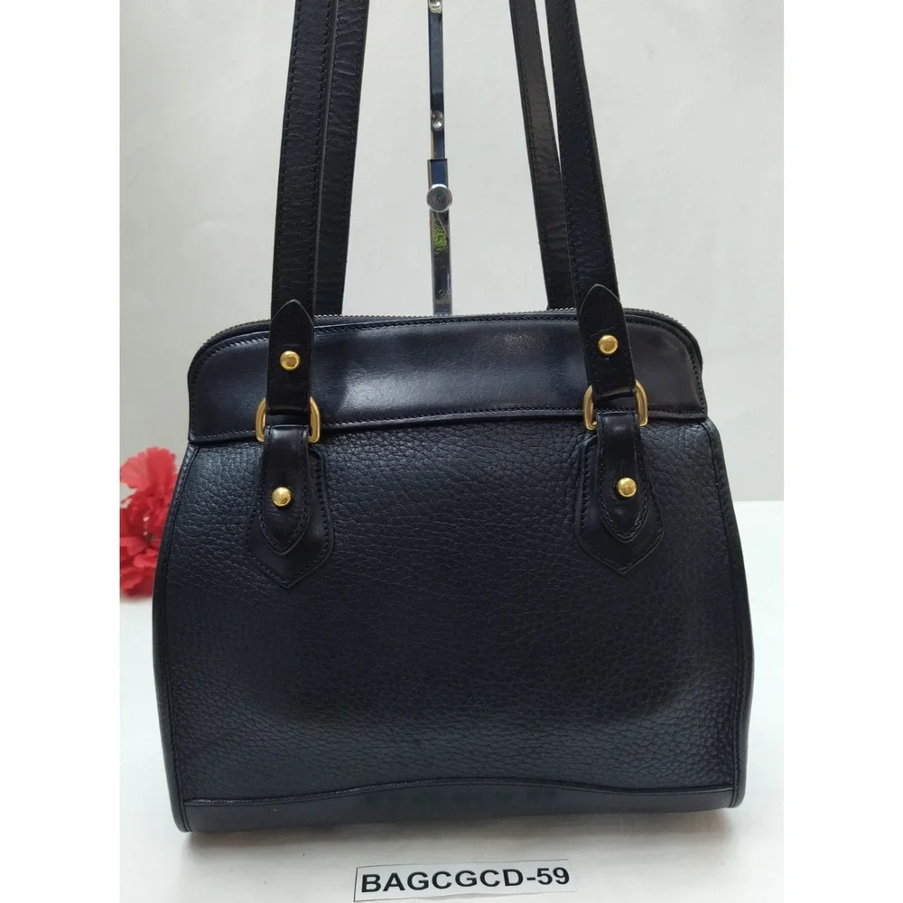 Dooney & Bourke Black Leather Double Handles Shoulder Bag - VTG Made in USA